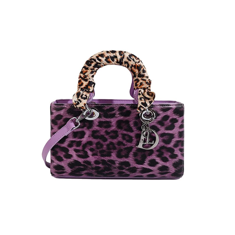 Classic Leopard Print Bag For Pu Textured Strap Satchel Waterproof Crossbody